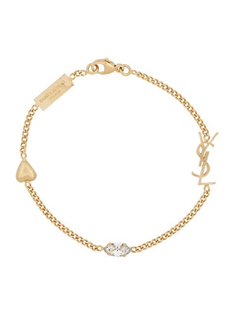 Saint Laurent Opyum heart charm bracelet in metal.